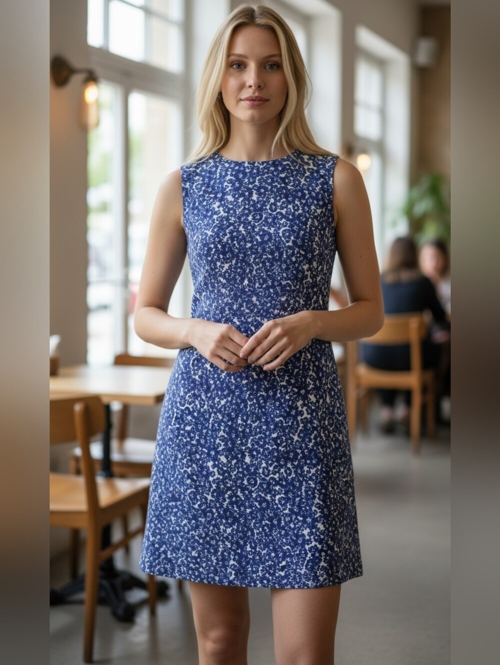 NWT Cynthia Steffe Embroidered Blue Cornflower Sleeveless Dress Size 4